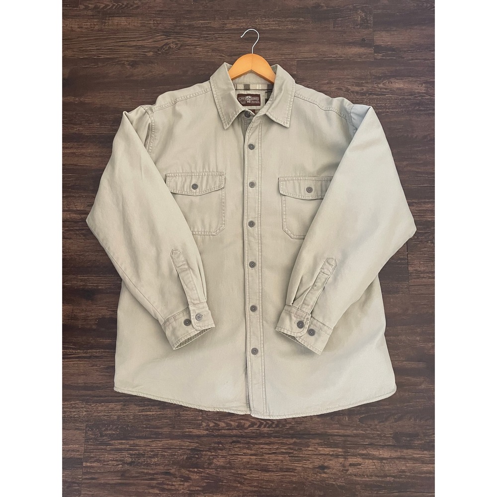 Levi Strauss & Co Mens Canvas‎ Shacket Jacket Tan Utility Chore Fleece Lined XL